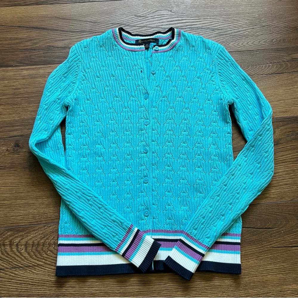 Brooks Brothers Blue Knit Button Down Cardigan Sweater